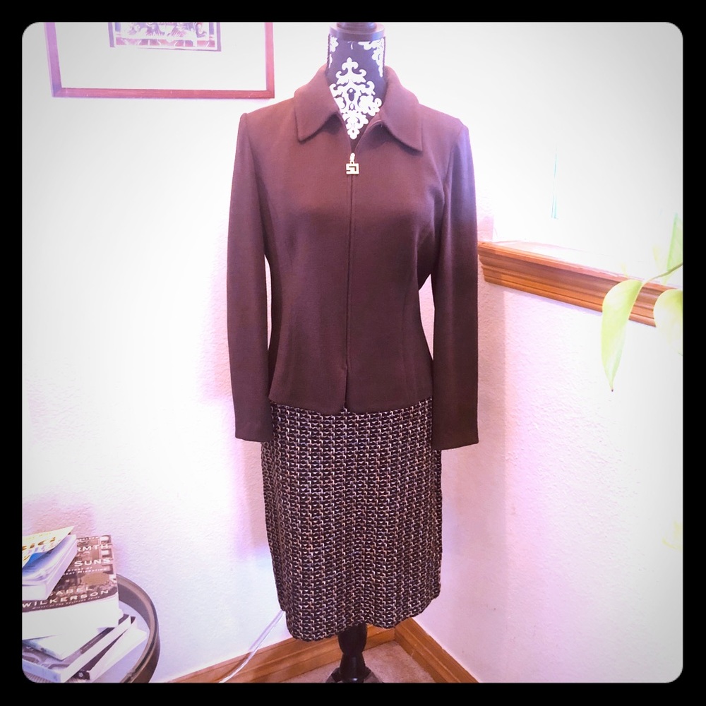 St. John Collection Brown 3-Piece Skirt Set